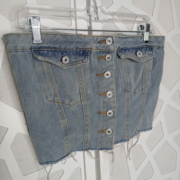 Jeans Y2K Denim Corset Crop Top Womens SM Britney Spears 90s Distressed Western - Picture 2 of 9